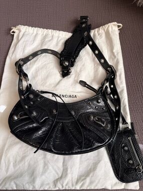 BALENCIAGA -  Le Carole XS Black Leather Shoulder Bag